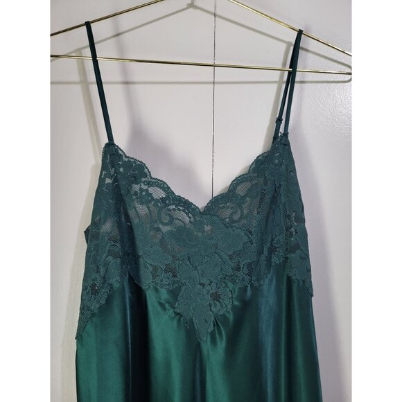 Victoria's Secret M Emerald Jewel Green Slip Dress Nightgown Satin y2k glam - Picture 8 of 9